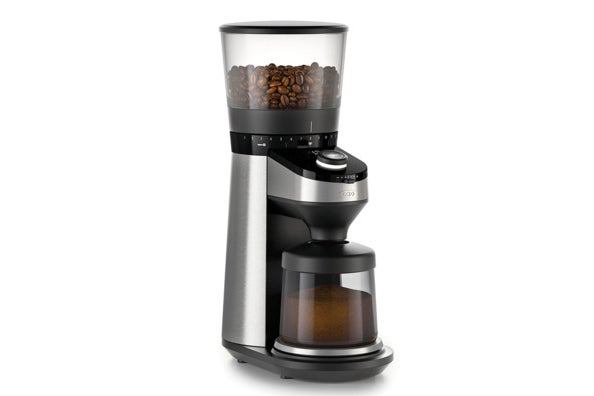 OXO On Conical Burr Coffee Grinder With Integrated Scale.